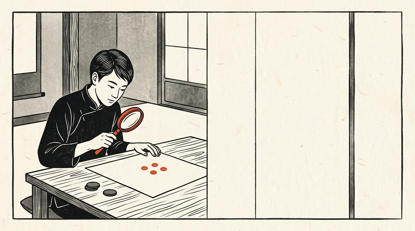 虫眼鏡で書類を確かめる人のイラスト