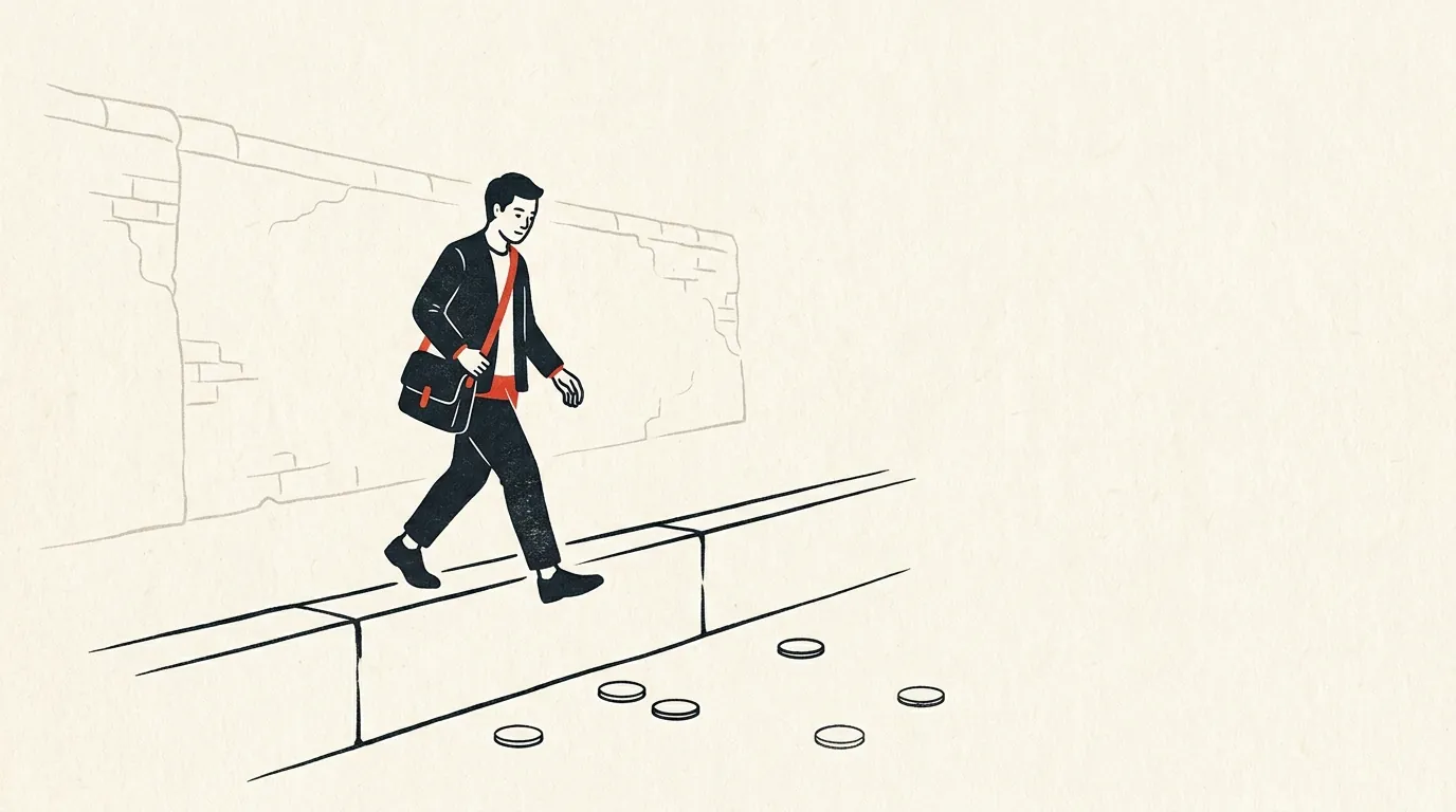 低くなった壁を軽々と越える人のイラスト
