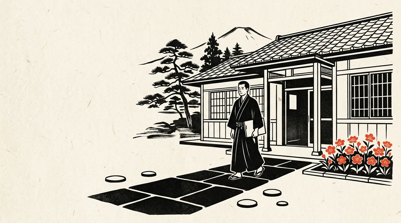 書類を持って役所へ向かう人のイラスト
