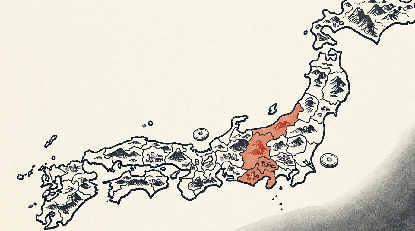 上空から見た日本列島の風景のイラスト